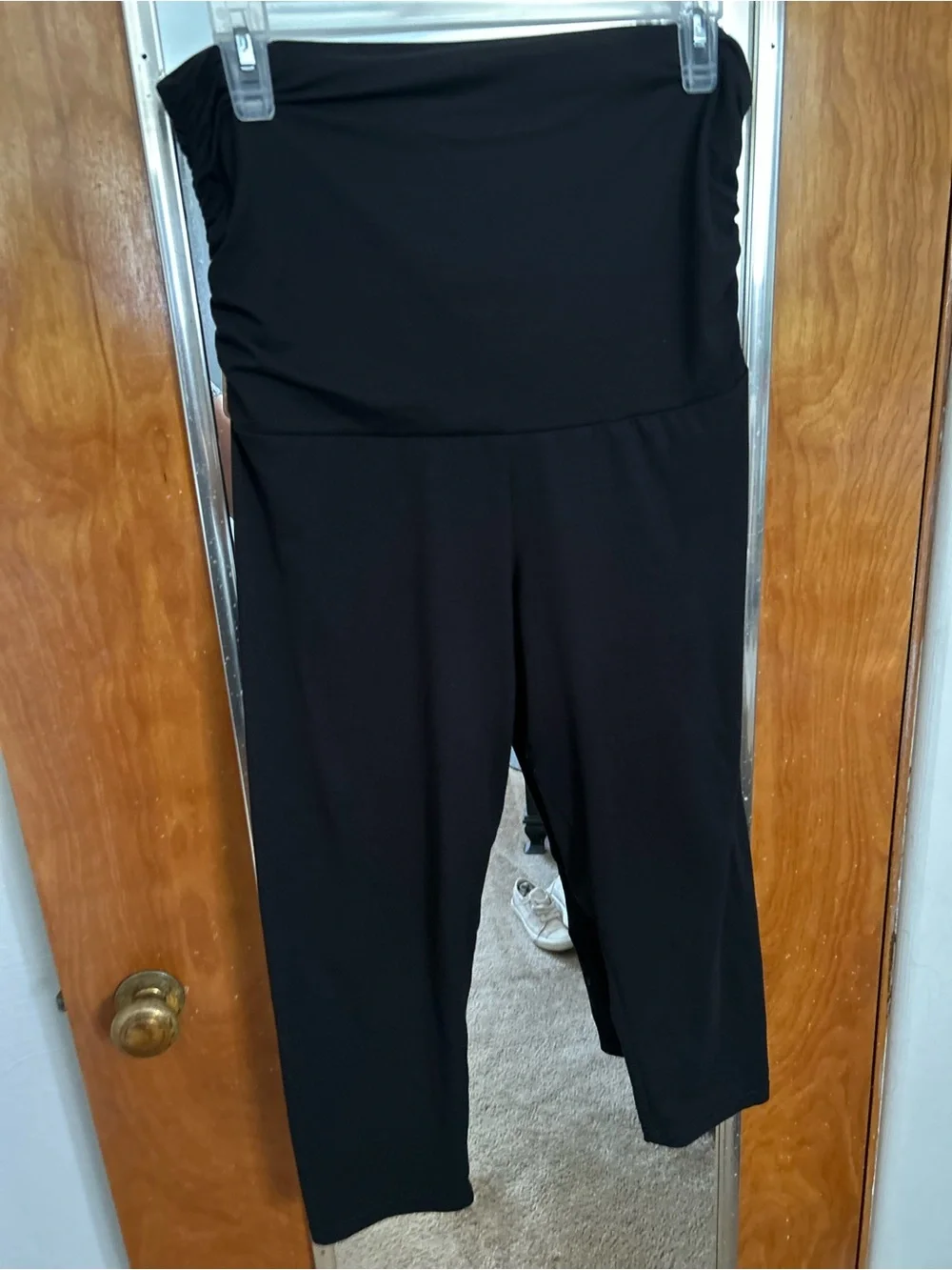 Maternity High-Waist Black Capri Pants